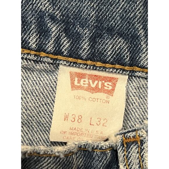 Vintage Levis Cut Off Shorts Mens 38 Blue Jorts Denim Jeans Washed Out Faded 505 - Picture 9 of 14